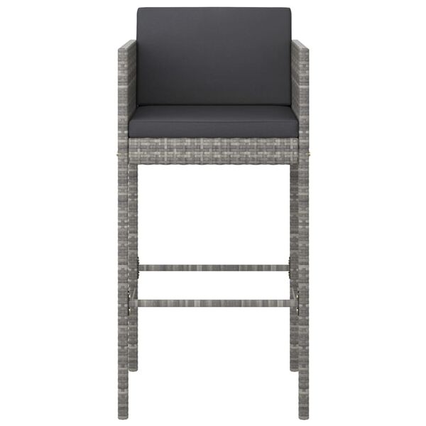 vidaXL 5 Piece Garden Bar Set with Cushions Poly Rattan Grey