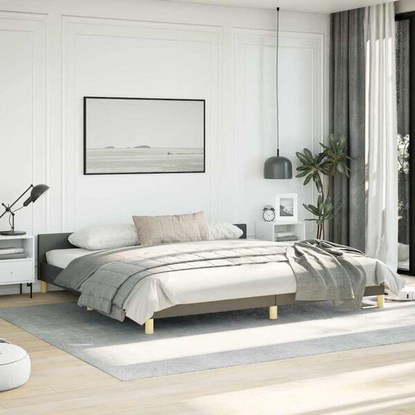 vidaXL Bed Frame without Mattress Dark Grey California King Fabric