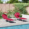 vidaXL Folding Sun Lounger with Canopy Steel and Fabric Red