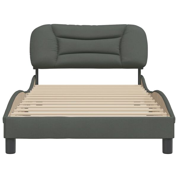vidaXL Bed Frame without Mattress "Hvar" Dark Grey 100x203 cm Fabric