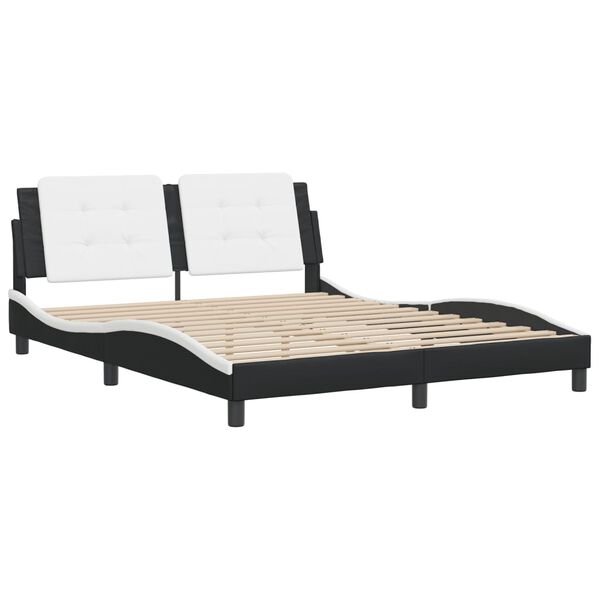 vidaXL Bed Frame without Mattress "Zadar" Black and White 152x203 cm Faux Leather