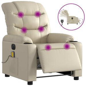 vidaXL Electric Massage Recliner Chair Cream Faux Leather