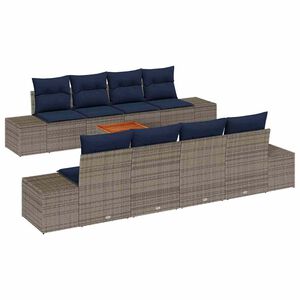 vidaXL Garden Sofa Set with Cushion 9 pcs Grey Poly Rattan