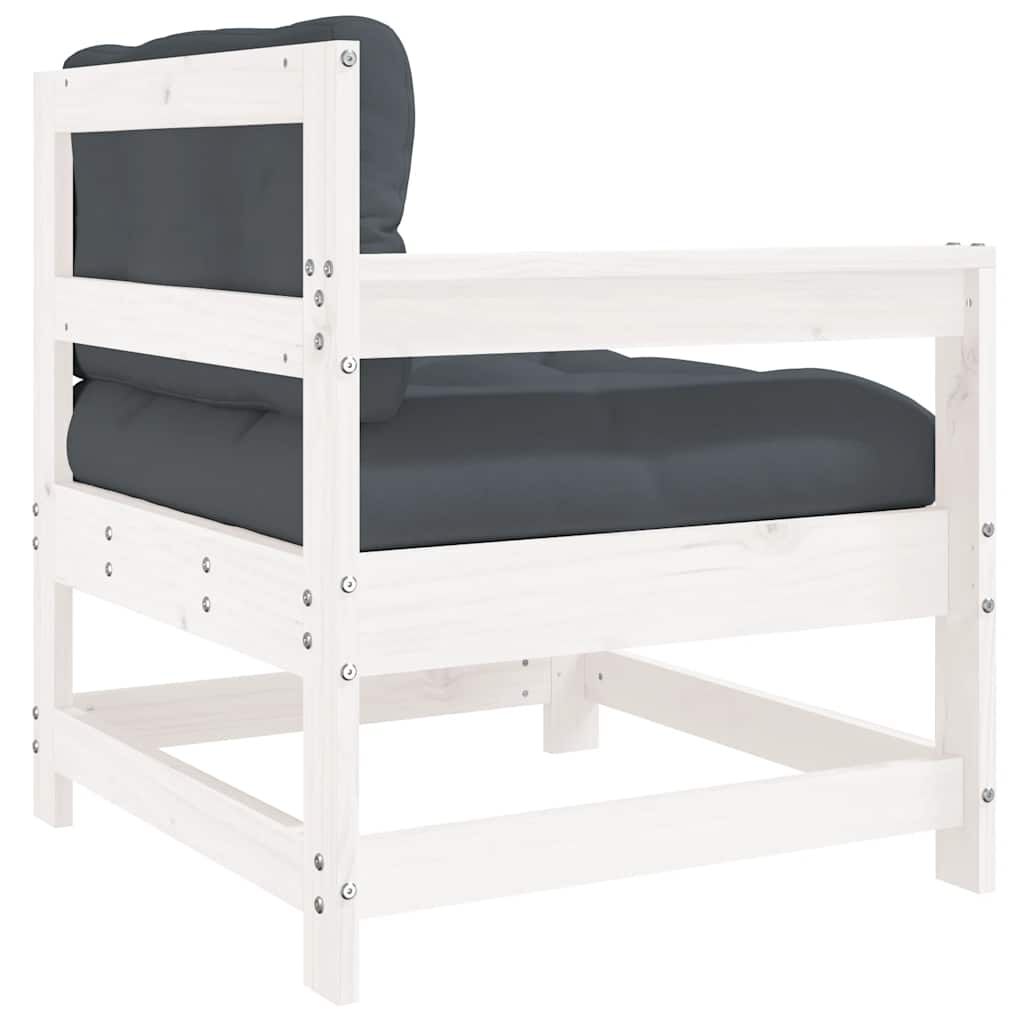 vidaXL Garden Chairs with Cushions 2 pcs White Solid Wood Pine