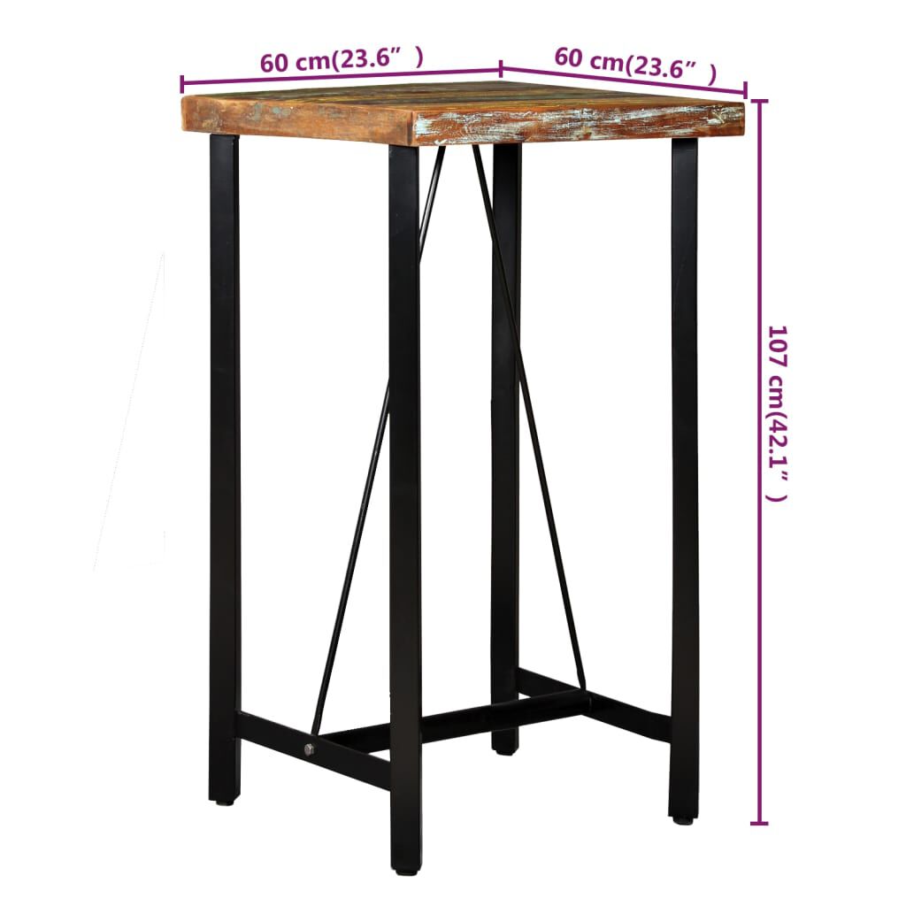 vidaXL Bar Set 3 Pieces Solid Wood Reclaimed. Genuine Leather & Canvas