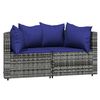 vidaXL 3 Piece Garden Lounge Set with Cushions Grey Poly Rattan