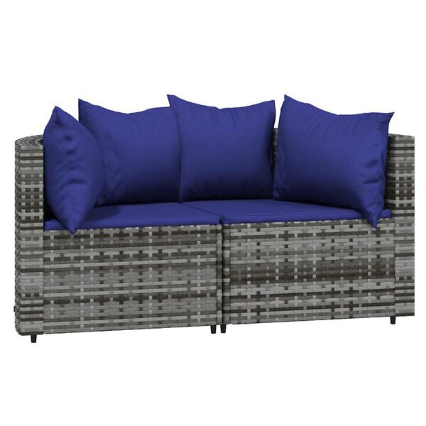 vidaXL 3 Piece Garden Lounge Set with Cushions Grey Poly Rattan
