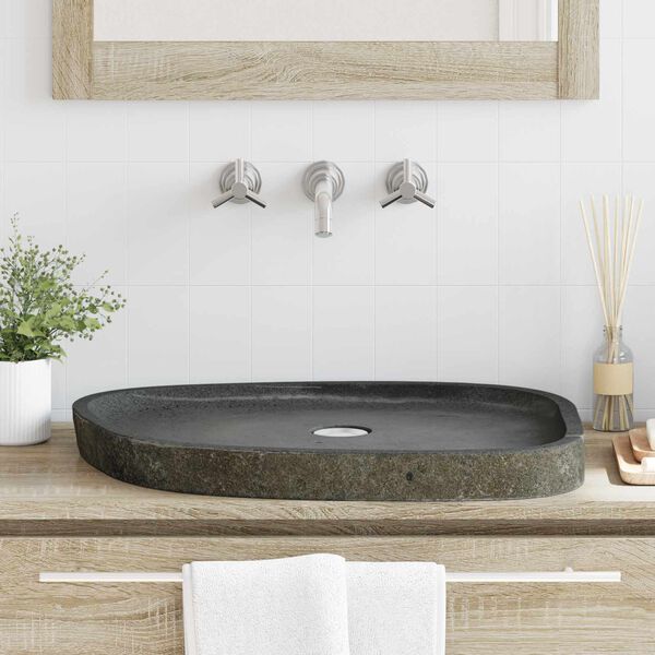 vidaXL Basin Grey (38-45) x (30-35) x 15 cm River stone