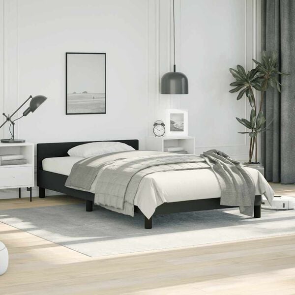 vidaXL Bed Frame without Mattress Black Twin XL Faux Leather