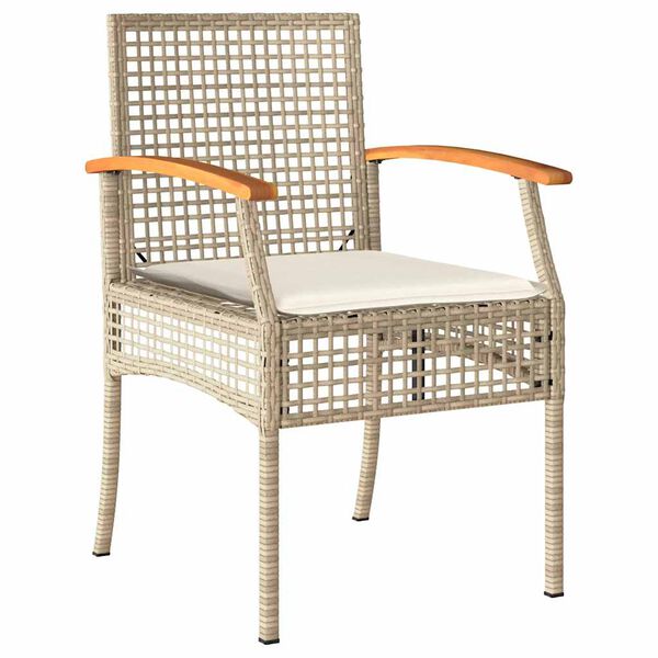 vidaXL 4 Piece Garden Dining Set with Cushions Beige Poly Rattan