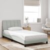vidaXL Bed Frame with LED without Mattress "Hanko" Light Grey 100x190 cm Velvet