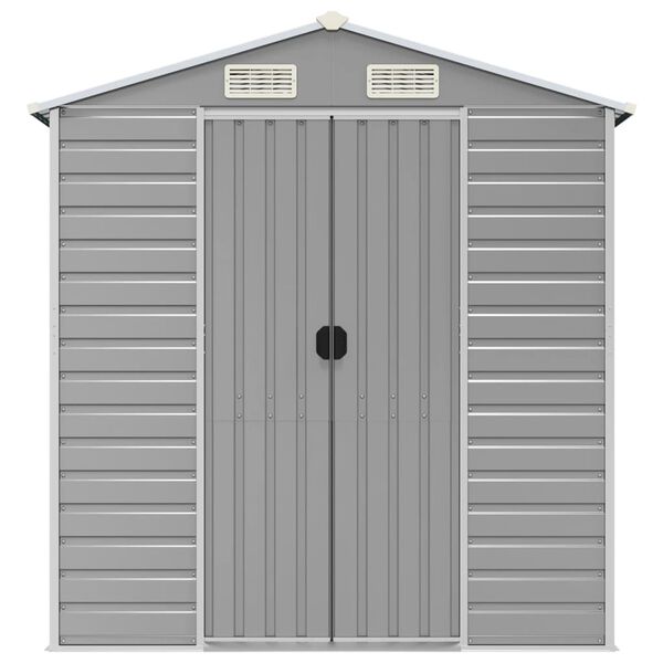 vidaXL Garden Shed Light Grey 191x215x198 cm Galvanised Steel