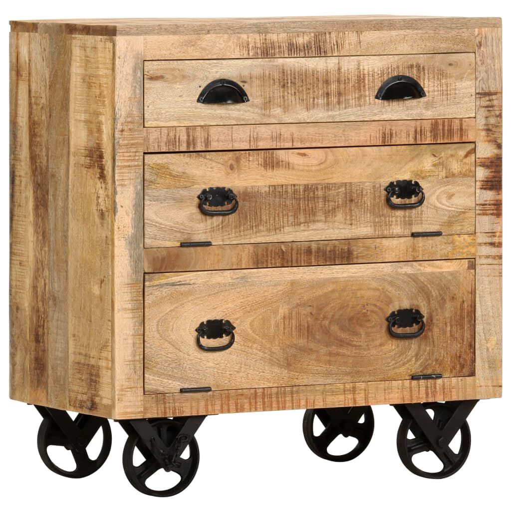 vidaXL Side Cabinet with Wheel 70x40x75 cm Solid Mango Wood