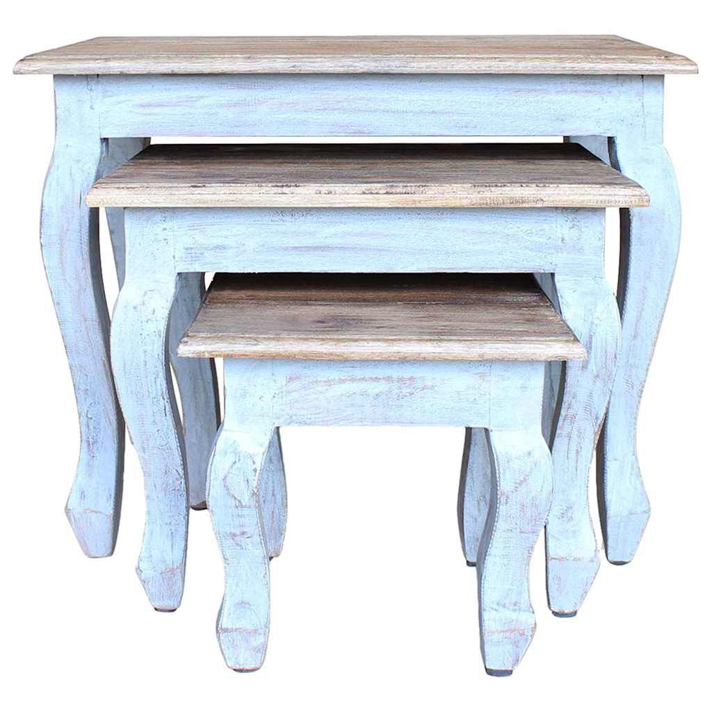 vidaXL Nesting Table Set 3 Pieces Solid Mahogany Wood