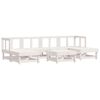 vidaXL 7 Piece Garden Lounge Set with Cushions White Solid Wood