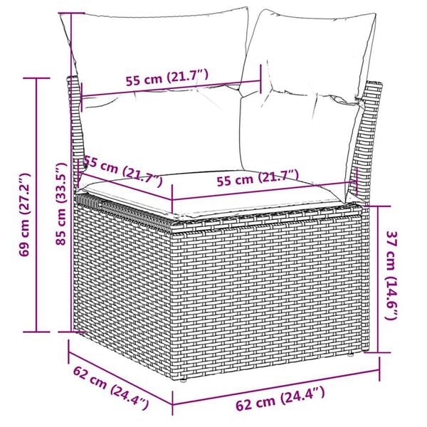 vidaXL 6 Piece Garden Sofa Set with Cushions Beige Poly Rattan