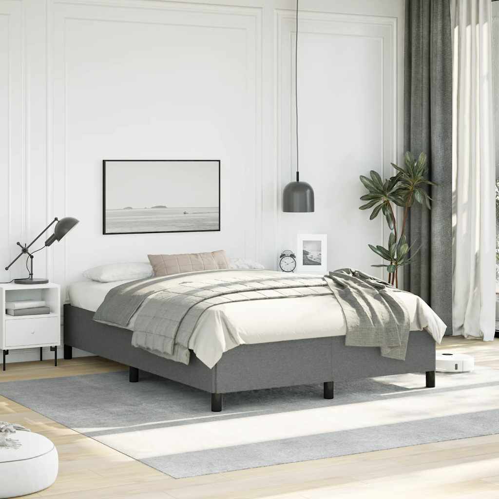 vidaXL Bed Frame without Mattress Dark Grey 137x187 cm Double Fabric