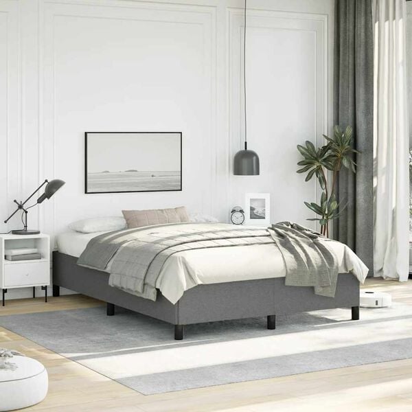 vidaXL Bed Frame without Mattress Dark Grey 137x187 cm Double Fabric