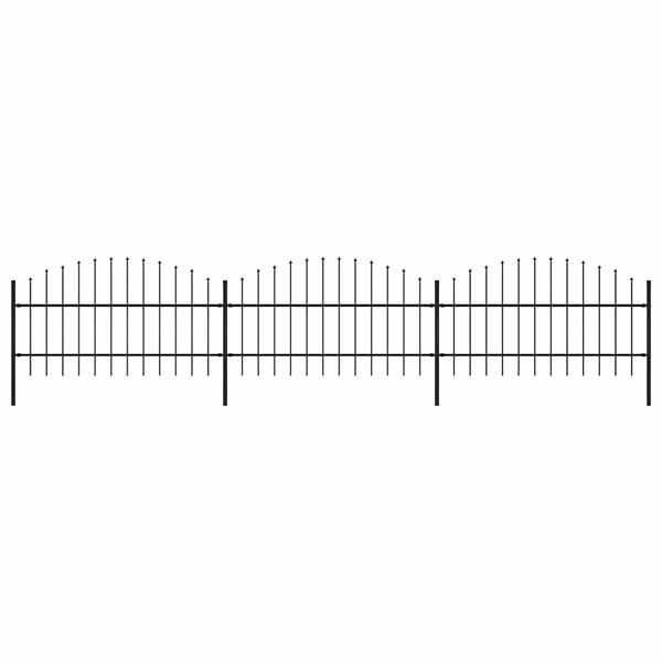 vidaXL Garden Fence with Spear Top Steel 537x100 cm Black