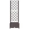 vidaXL Garden Planter with Trellis Brown 40x40x121.5 cm PP