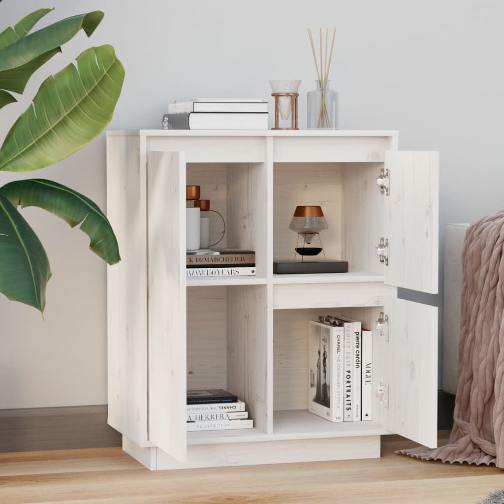 vidaXL Sideboard White 60x34x75 cm Solid Wood Pine