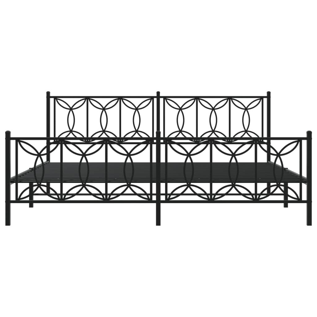 vidaXL Metal Bed Frame without Mattress with Footboard Black 193x203cm