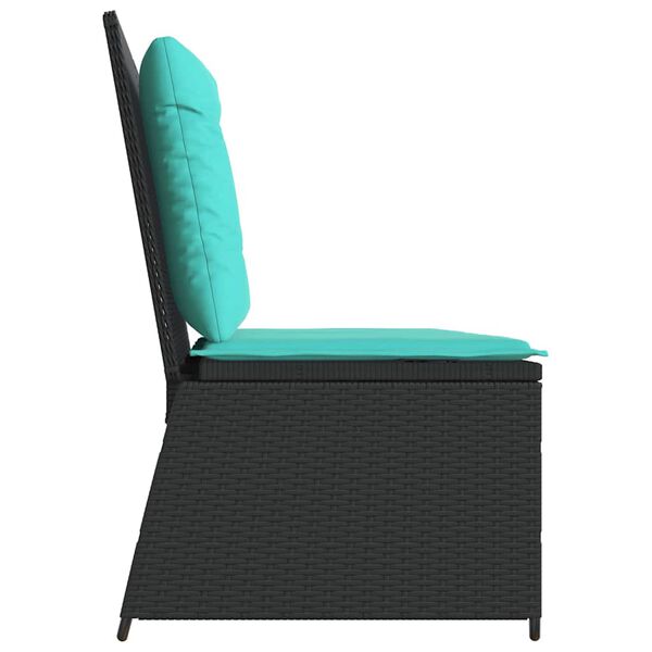 vidaXL Garden Bench with Cushion Black Poly rattan
