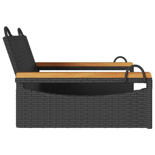 vidaXL Swing Bench Black 63x62x40 cm Poly Rattan