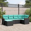 vidaXL 6 Piece Garden Sofa Set with Cushions Black Poly Rattan