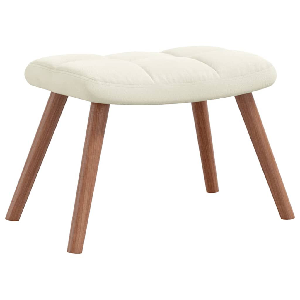 vidaXL Relaxing Chair with a Stool Cream White Velvet