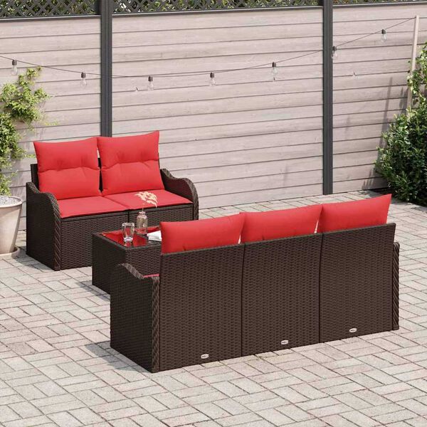 vidaXL Garden Sofa Set 6 pcs Brown 55 x 55 x 37 cm Poly rattan
