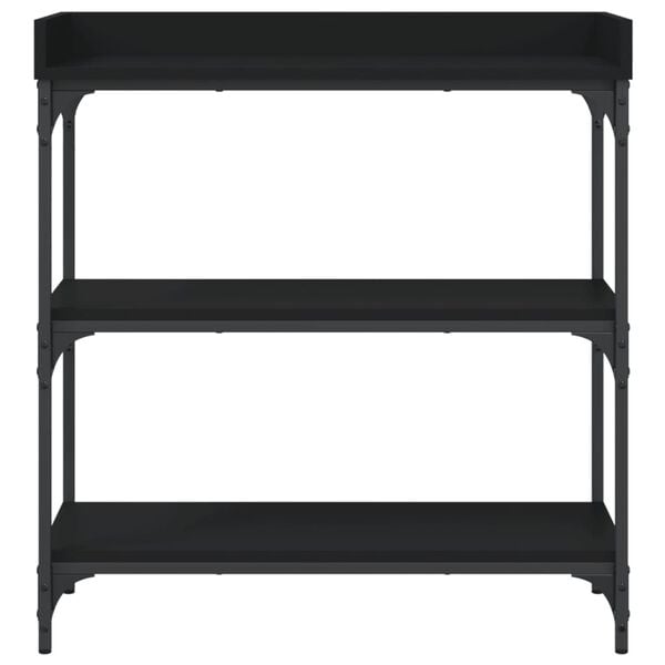 vidaXL Console Table with Shelves Black 75x30x80 cm