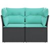 vidaXL Garden Sofa with Cushions 2-Seater Black Poly Rattan