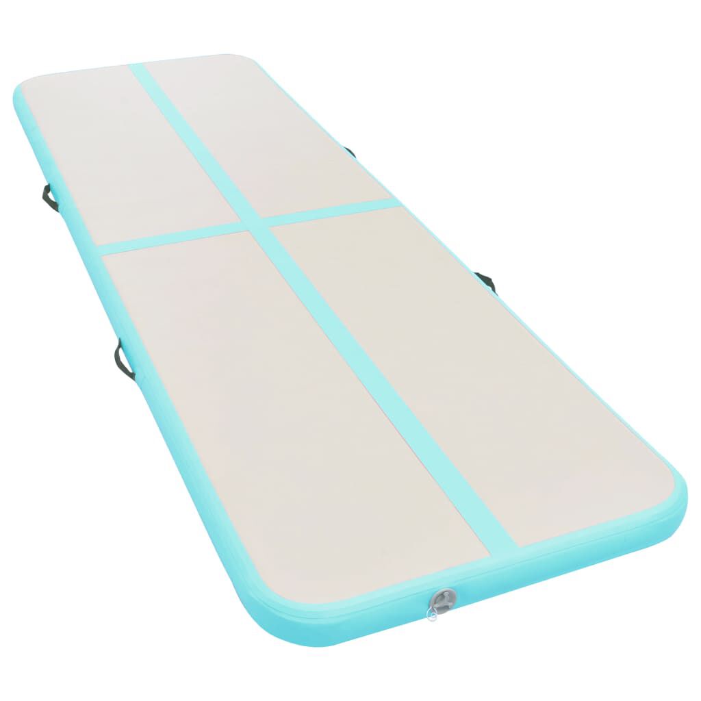 vidaXL Inflatable Gymnastics Mat with Pump 400x100x10 cm PVC Green