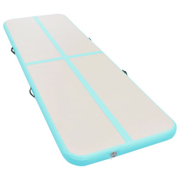 vidaXL Inflatable Gymnastics Mat with Pump 400x100x10 cm PVC Green