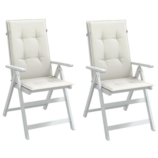 vidaXL Highback Chair Cushions 2 pcs Melange Cream 120x50x4 cm Fabric