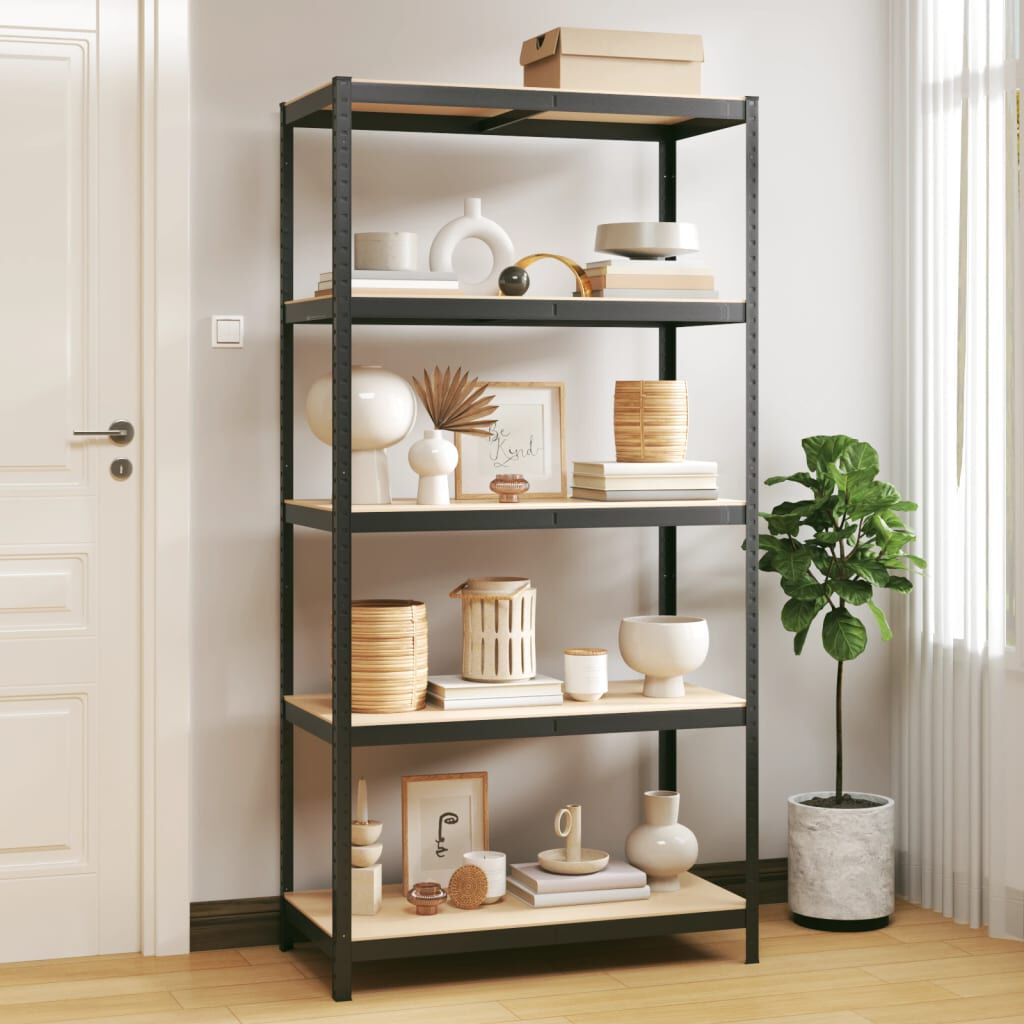 vidaXL 5-Layer Storage Shelf Anthracite Steel&Engineered Wood