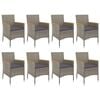 vidaXL 9 Piece Garden Dining Set with Cushions Grey Poly Rattan