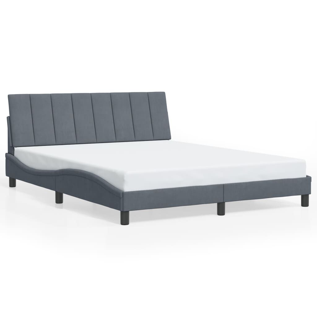 vidaXL Bed Frame with LED without Mattress Dark Grey 152x203 cm Queen Velvet