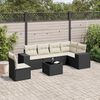 vidaXL 7 Piece Garden Sofa Set with Cushions Black Poly Rattan