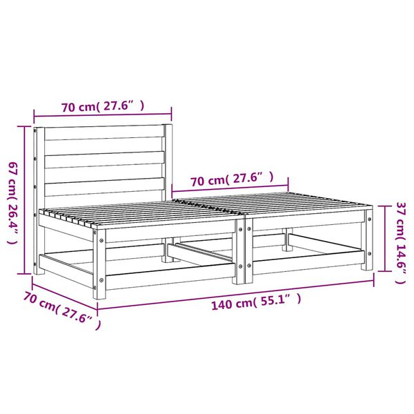 vidaXL Garden Sofa Armless with Footstool Solid Wood Pine