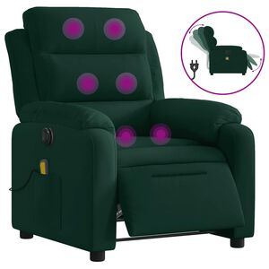 vidaXL Electric Massage Recliner Chair Dark Green Velvet