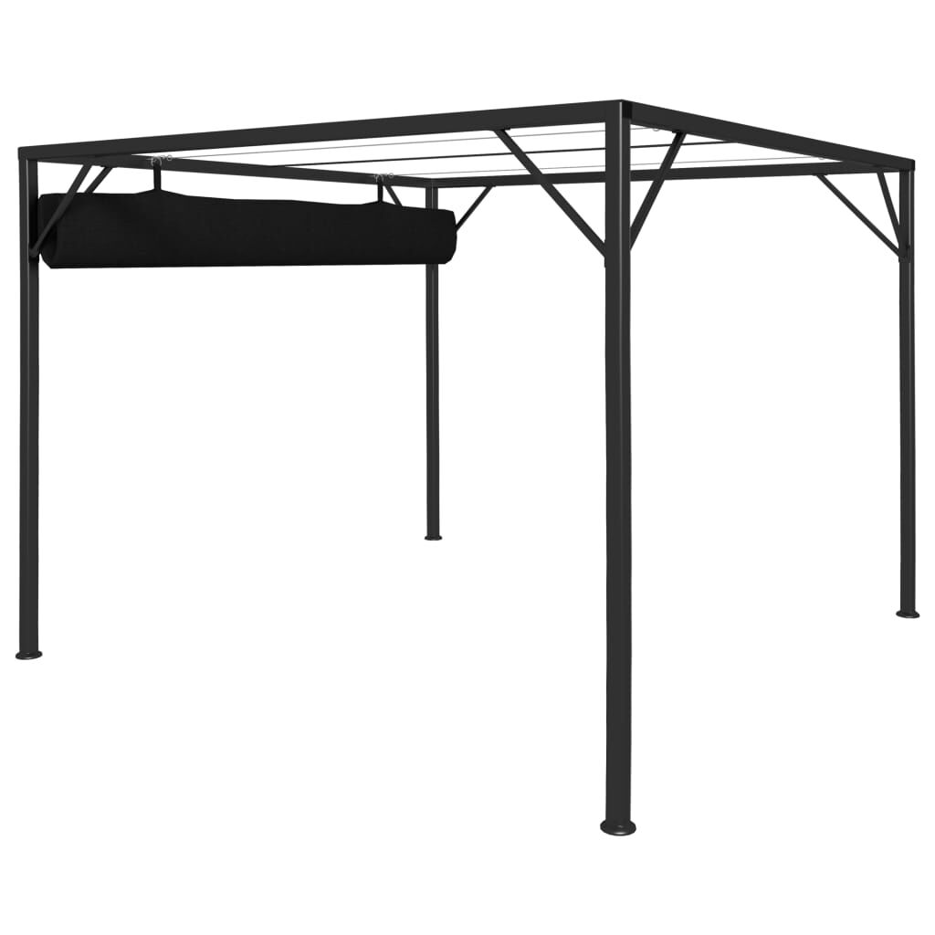 vidaXL Garden Gazebo with Retractable Roof Canopy 3x3 m Anthracite