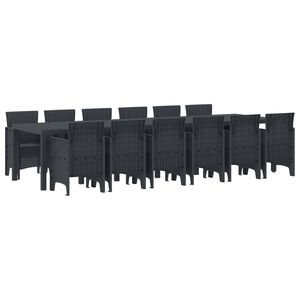 vidaXL Garden Dining Set 13 pcs Anthracite Polt rattan