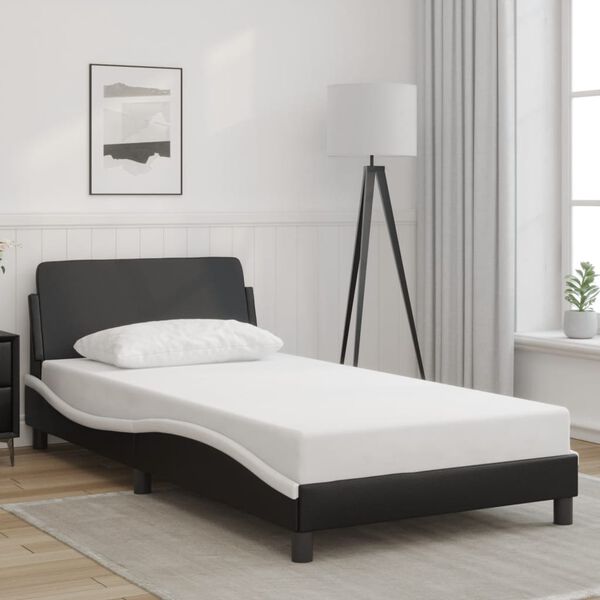 vidaXL Bed Frame "Dover" Black and White 100x203 cm Faux Leather