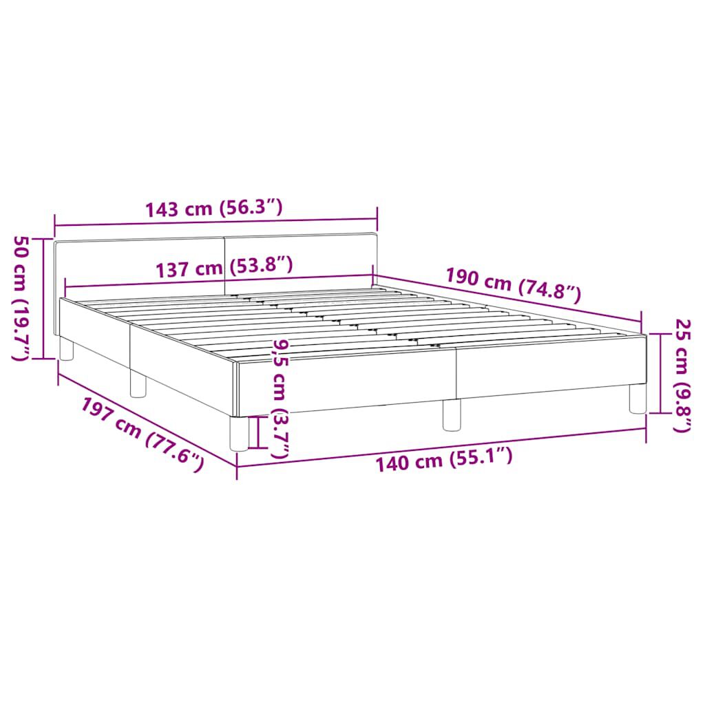 vidaXL Bed Frame without Mattress Black Double Faux Leather
