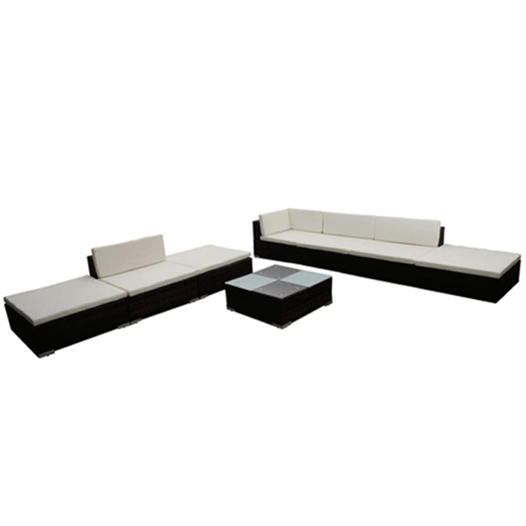 vidaXL 8 Piece Garden Lounge Set with Cushions Poly Rattan Brown