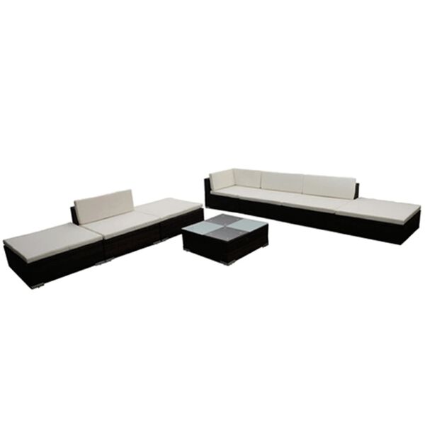 vidaXL 8 Piece Garden Lounge Set with Cushions Poly Rattan Brown