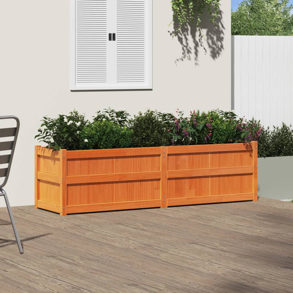 vidaXL Garden Planter Wax Brown 180x50x50 cm Solid Wood Pine