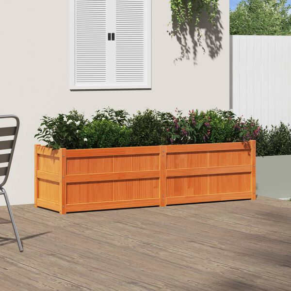 vidaXL Garden Planter Wax Brown 180x50x50 cm Solid Wood Pine